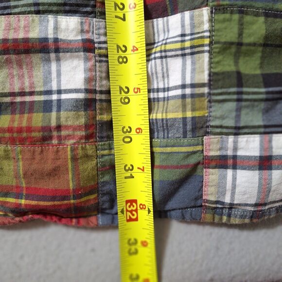 Orvis Patchwork Shirt Mens XL Indian Madras Plaid Short Sleeve Button Cotton EUC - Picture 6 of 7